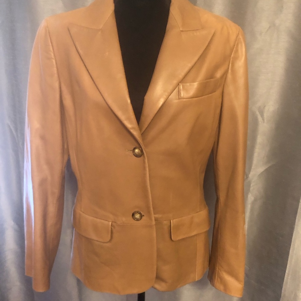 Women's Tan Leather Blazer